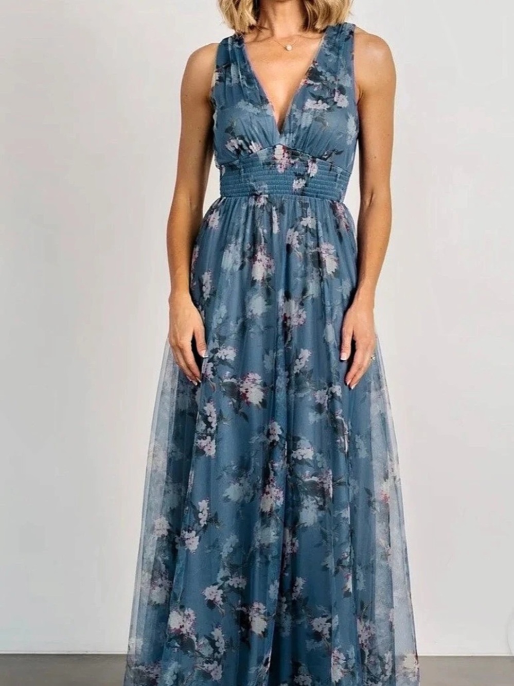 Baltic Born Kamila Tulle Maxi Dress Floral Maxi Dress in Blue